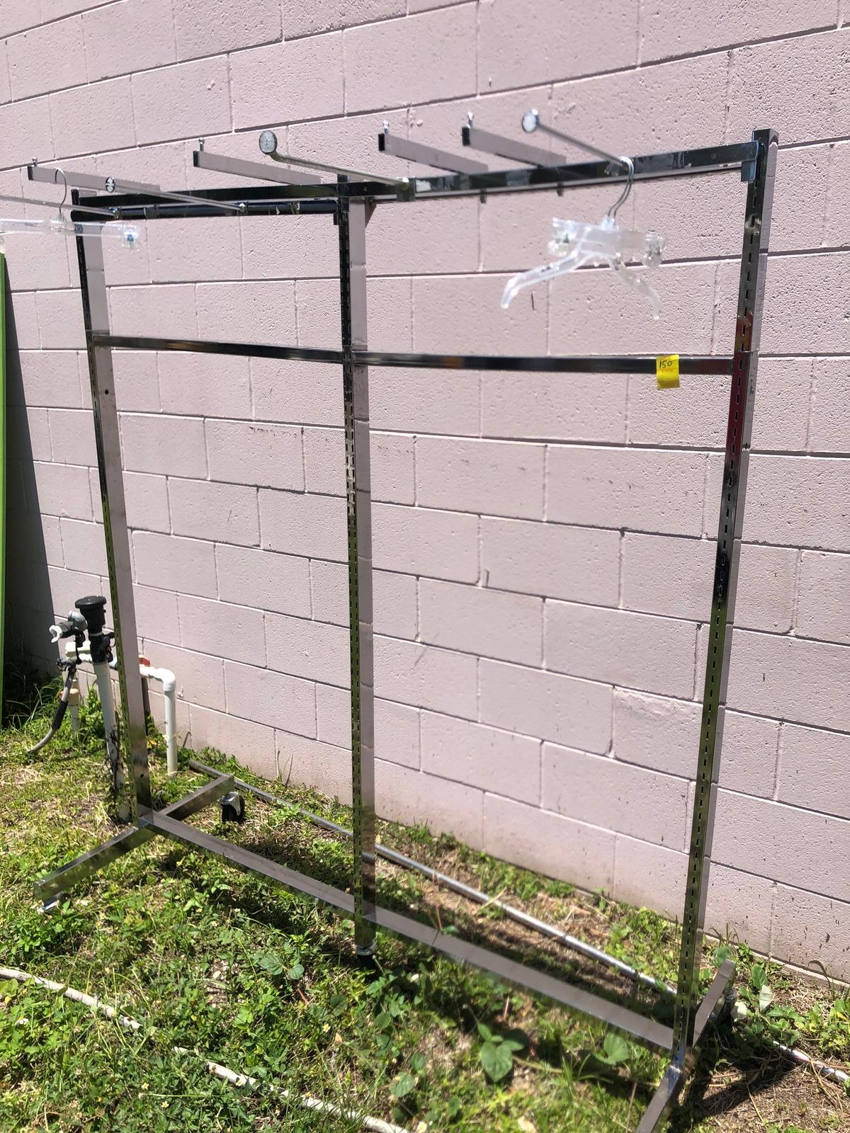 CLOTHING RACK ON WHEELS, 5' X 5'