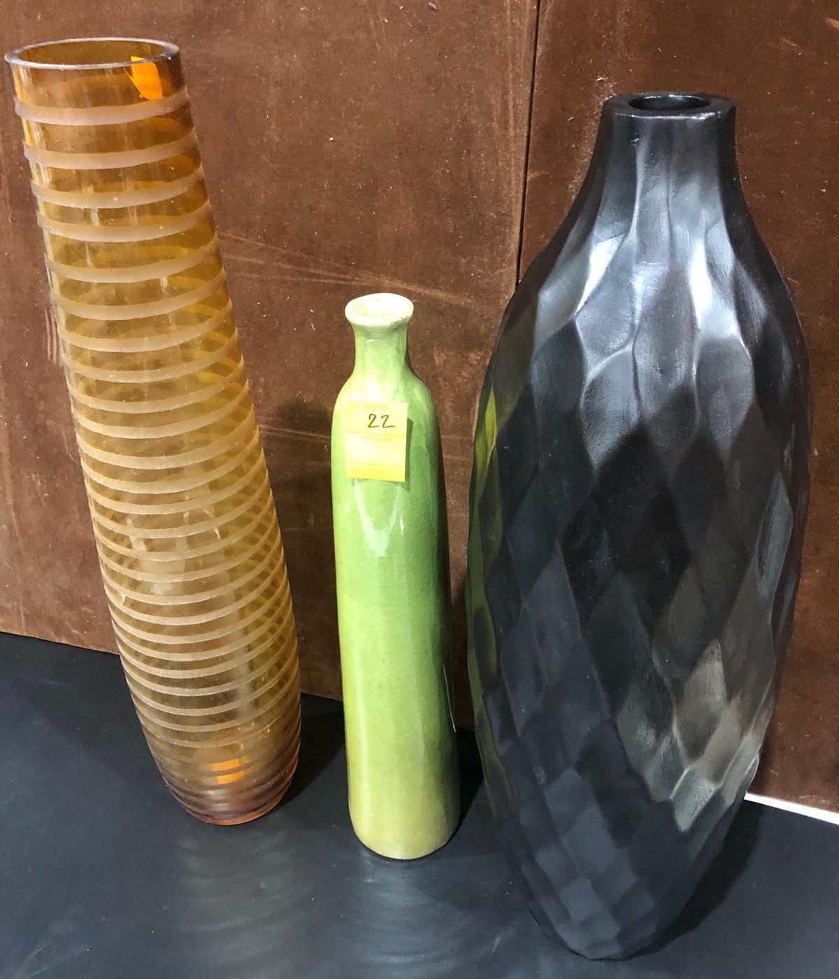 LOT OF 3 TALL VASES