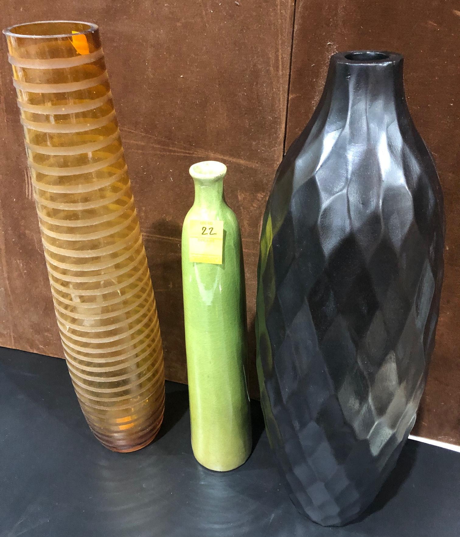 LOT OF 3 TALL VASES