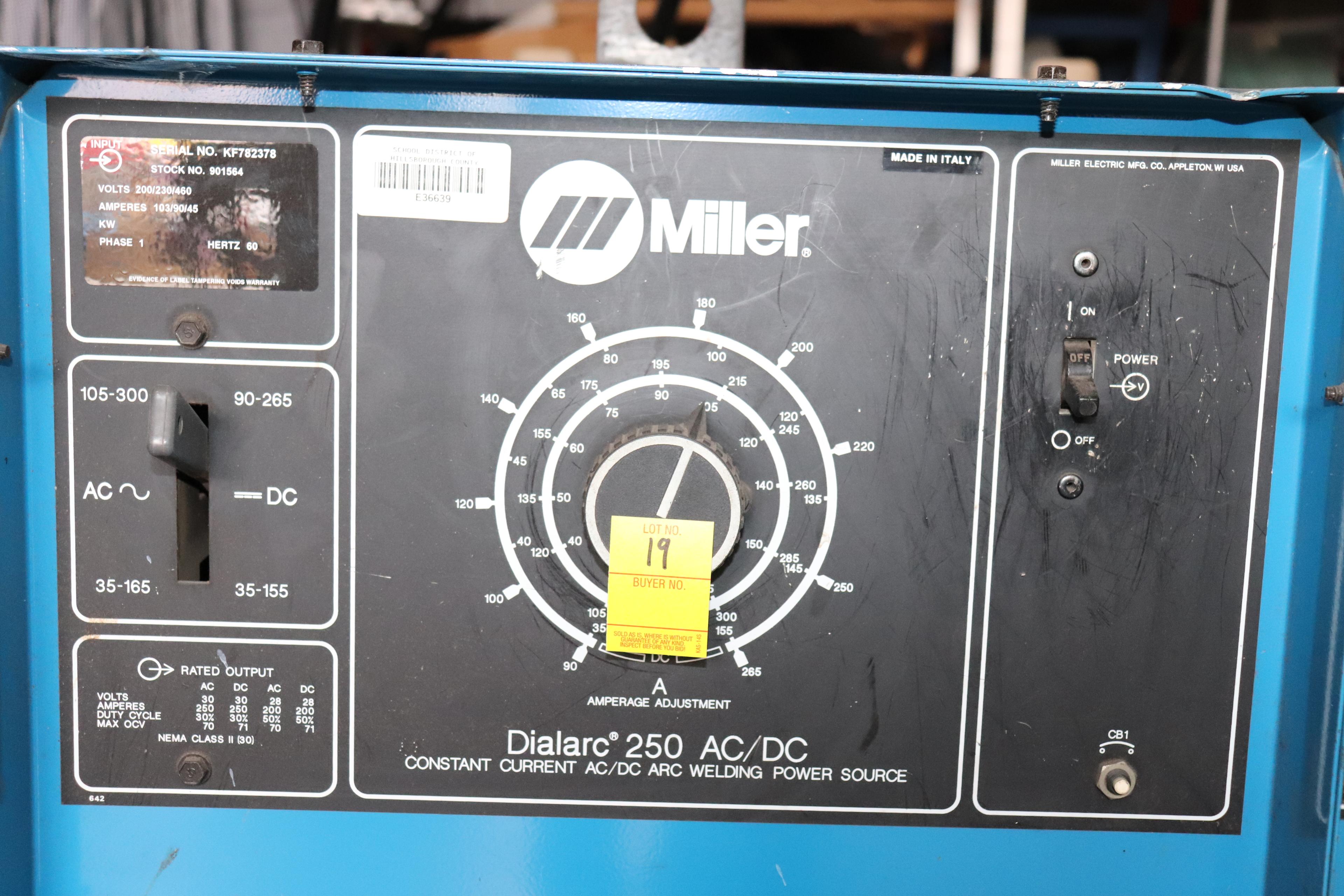 Miller Dialarc 250 AC/DC (Power Supply Cord is cut off)