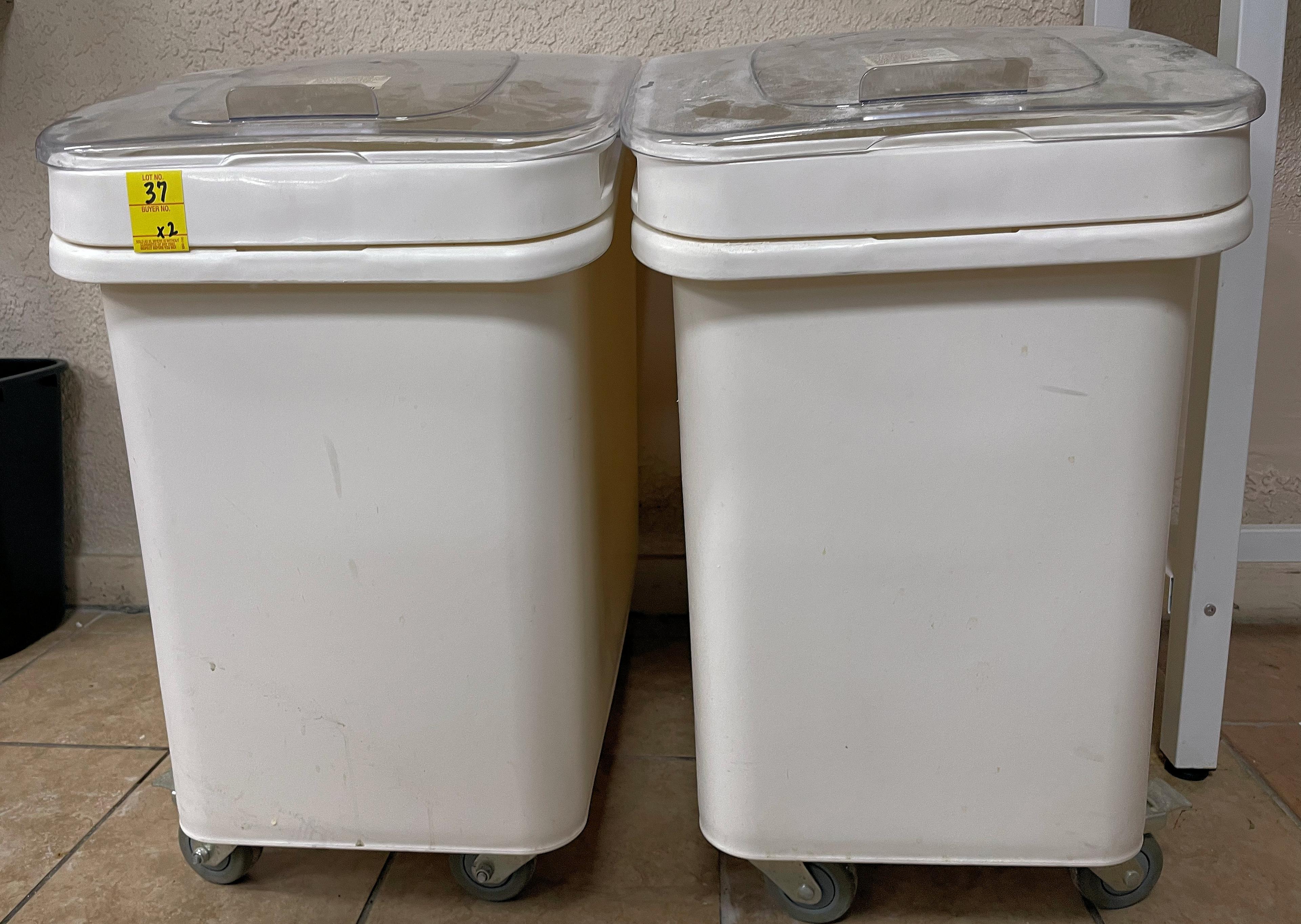 LOT OF 2  INDGREDIENT BINS ON WHEELS