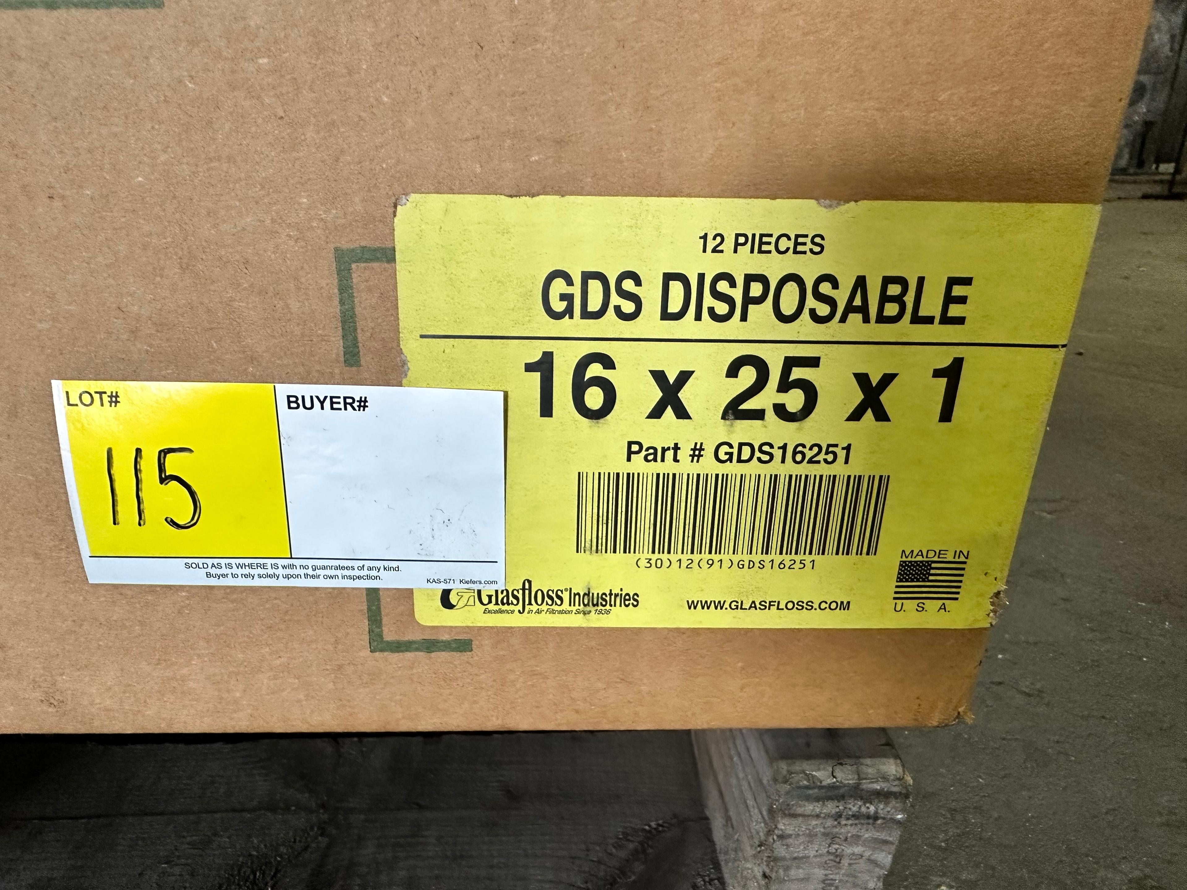LOT OF 6 BOXES OF 16" X 25" X 1" AIR FILTERS (12 PIECES PER BOX)