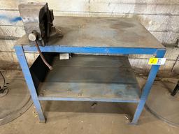 METAL WORK BENCH WITH VISE (28" W X 36" L  X 33" H)