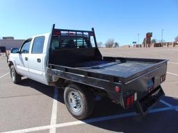 2003 Chevy 2500 Crewcab Flatbed Pickup, s/n 1gchk23u83f243399, v8 gas eng, auto trans, od reads