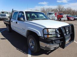 2003 Chevy 2500 Crewcab Flatbed Pickup, s/n 1gchk23u83f243399, v8 gas eng, auto trans, od reads