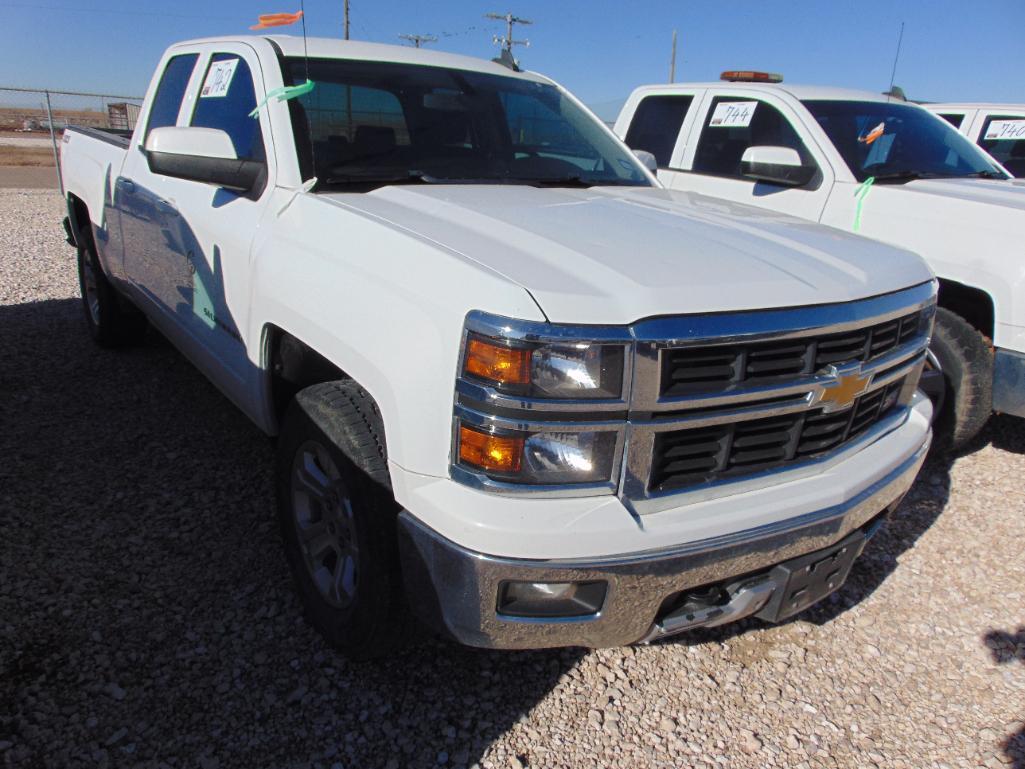 2015 Chevy Silverado 1500 Extcab 4x4 Pickup, s/n 1gcvkrec7z193534, v8 eng, auto trans, od reads