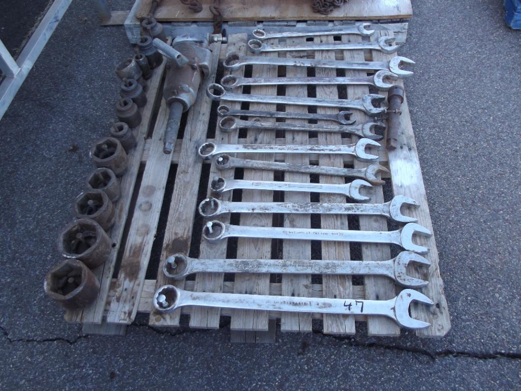 Pallet of Assorted Wrenches, Sockets &amp; Impact&nbsp;<br />