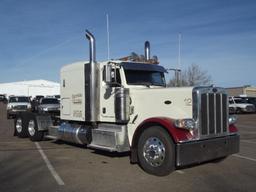 2013 PETERBILT 389 T/A TRUCK TRACTOR, S/N 1XPXD49X1DD209934, 525 HP ISX ENG, 18 SPD TRANS, OD READS