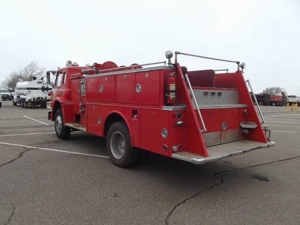 1974 IHC CARGOSTAR 1950B BOARDMAN FIRE TRUCK, S/N 22795DCA17310, DIESEL ENG, 5 SPD TRANS, OD READS