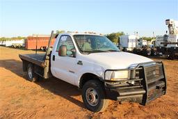 2004 FORD F350 BALE SPIKE FLAT BED, 6.0 ENG, AUTO TRANS,