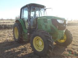 2015 JOHN DEERE 6115M FARM TRACTOR, S/N 815405, CAB, RUNS GOOD, (NO TRANSMISSION OR HYD)
