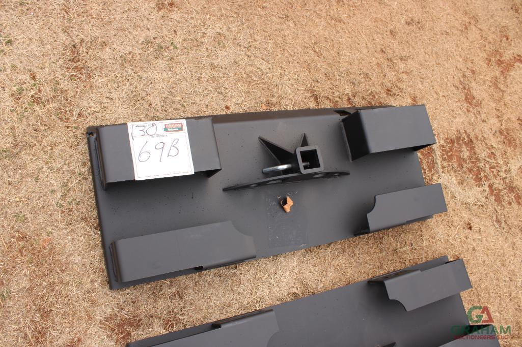 Heavy Duty Do-All Receiver Hitch Skid Steer Plate with Chain Bucket, Pin Holder/Hook Holder,