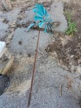 Large Blue Metal Windmill