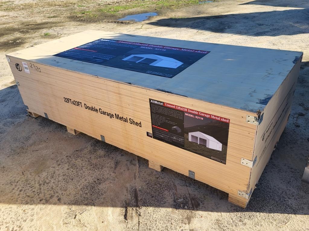 Unused 2024 Double Garage Metal Shed Model K2119