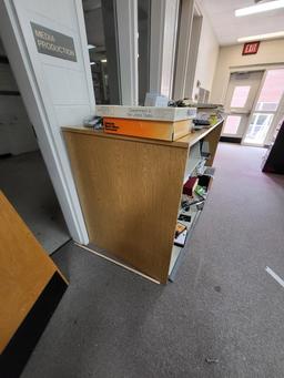 wooden shelf w. contents, 74x43