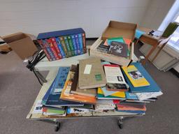 rolling metal cart w. books