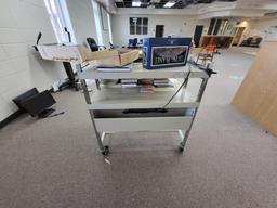 rolling metal cart w. books