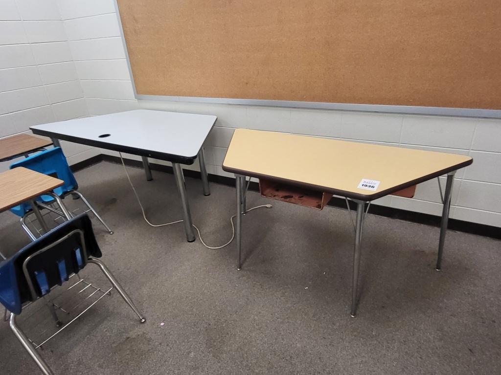 (2) metal/wood tables