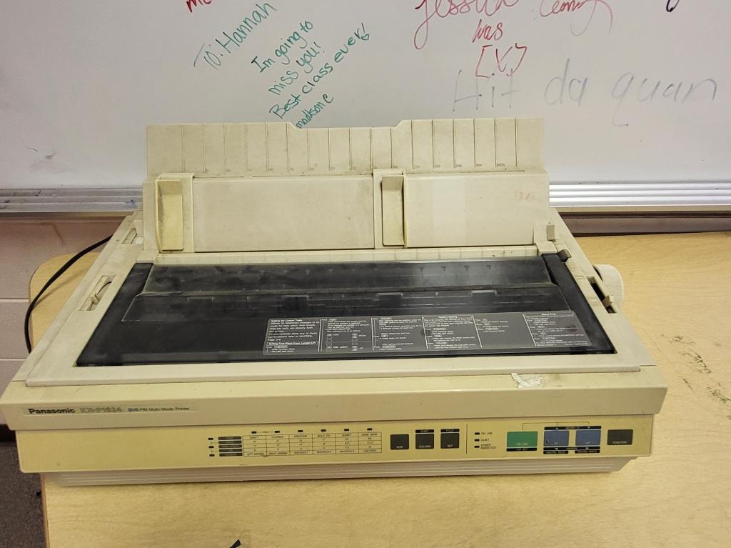 wood/metal table & panasonic Kx-P1624 printer