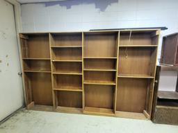 large wooden shelf w. adjustable shelving,