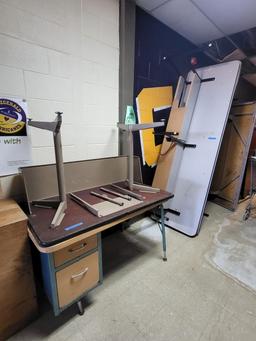2 metal office desks/2 long computer tables - 90