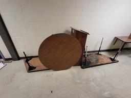 (3) tables & wood podium