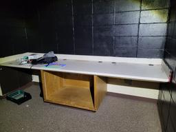 wooden cabinet w. counter top & 9ftLx30inW