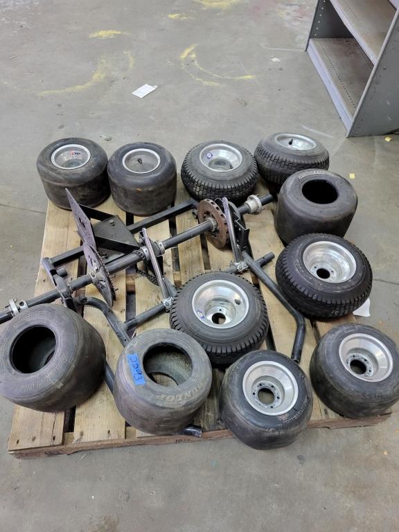 Go-cart Rear End & 8 Tires & Wheels, 3 Tires