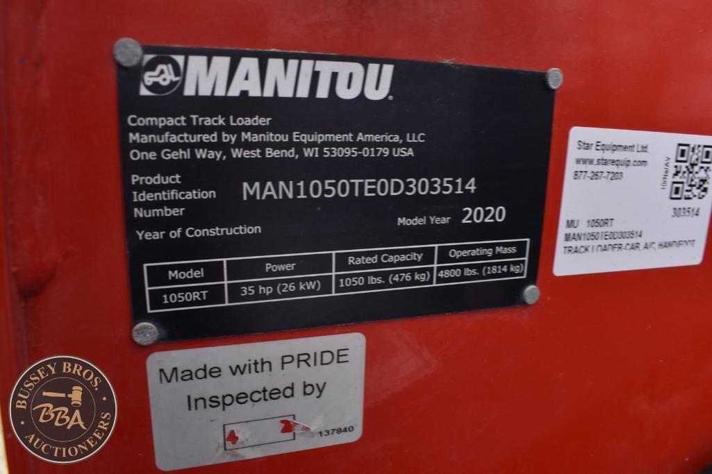 2020 MANITOU 1050RT TRACK SKIDSTEER- 33654