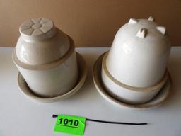 STONEWARE WATERERS ( NO NAMES ) ( 2 TOTAL )