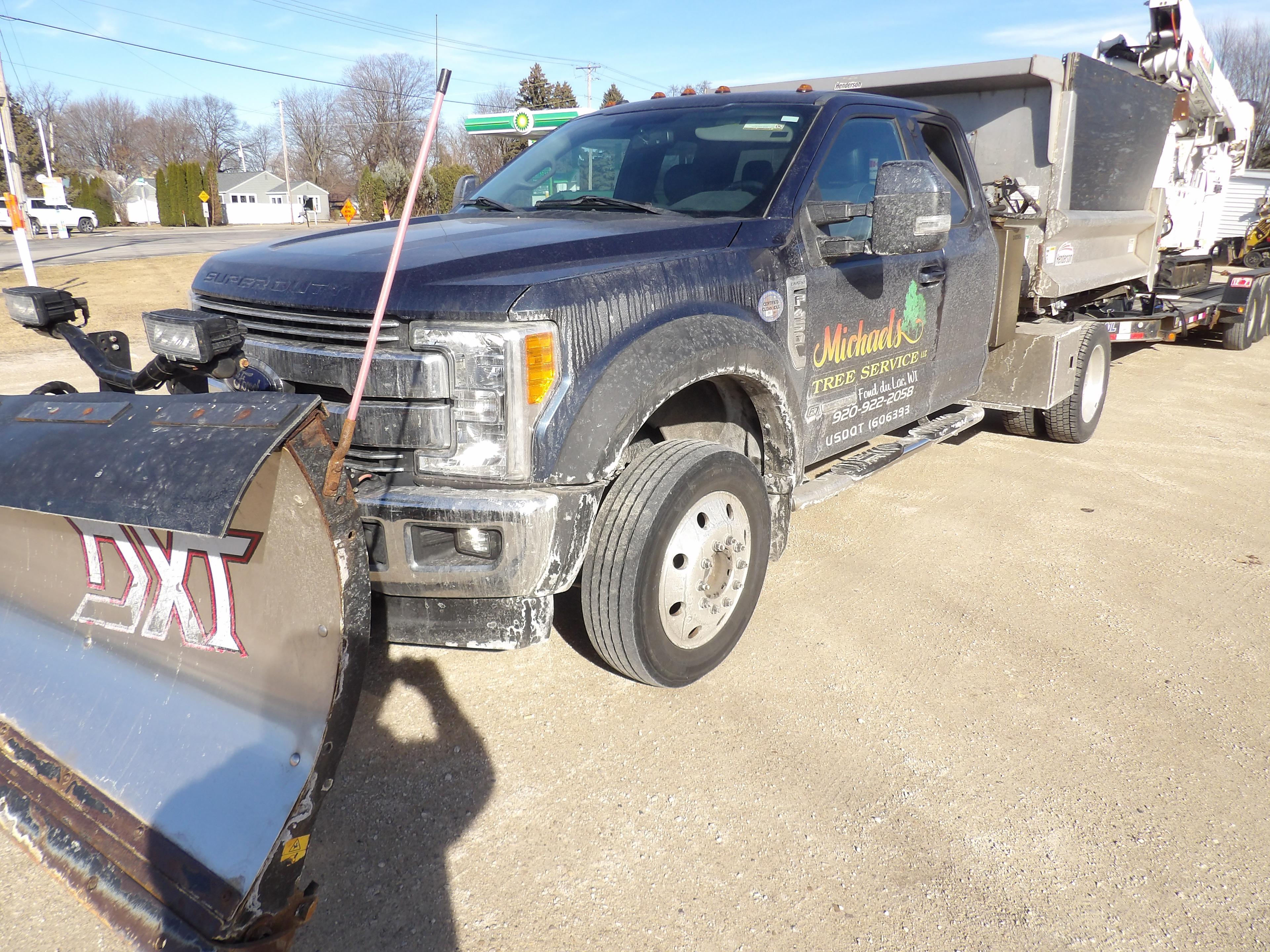 2017 FORD F450 LARIAT EXT. CAB SINGLE AXLE LOW PROFILE DUMP TRUCK