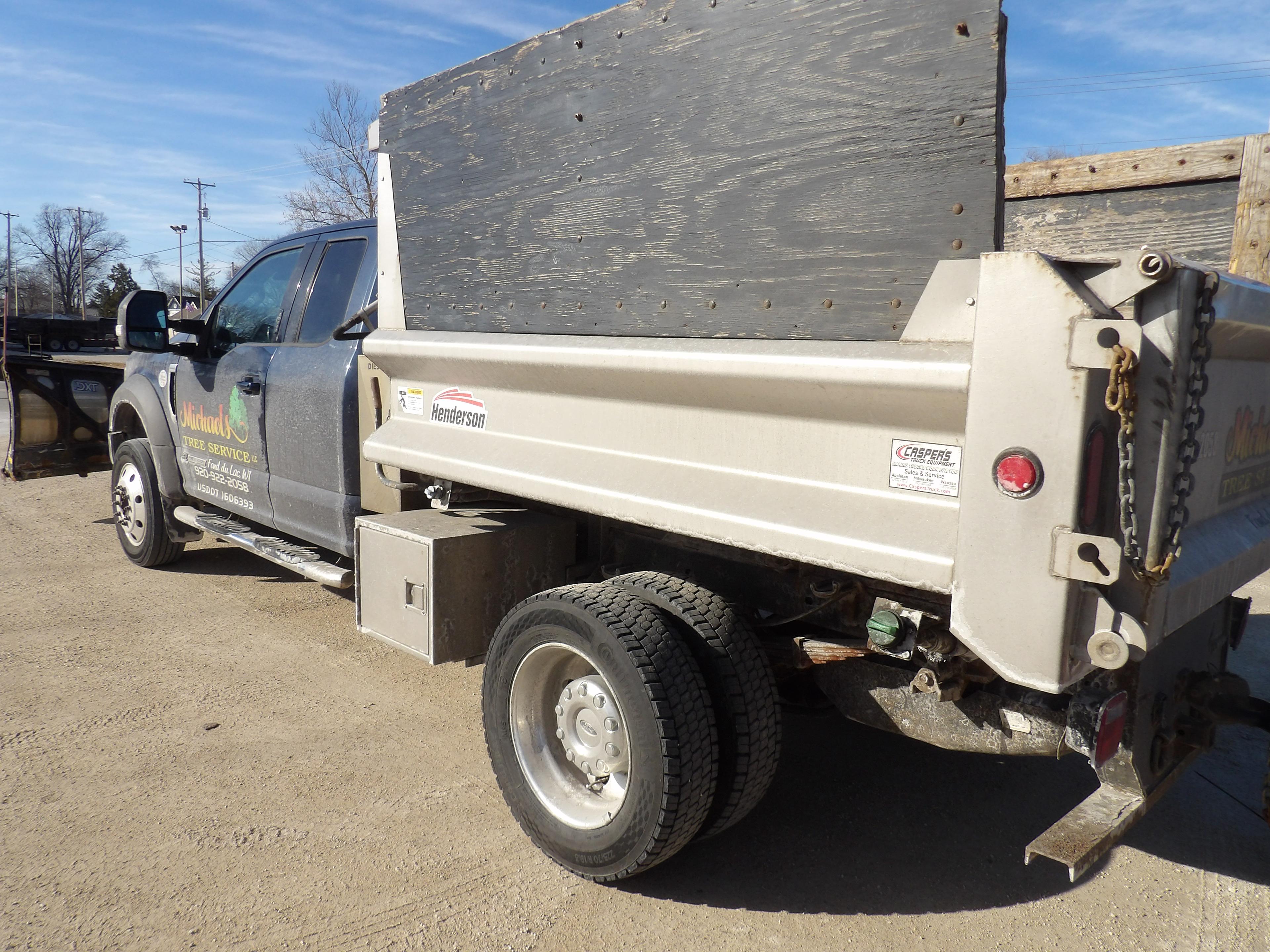 2017 FORD F450 LARIAT EXT. CAB SINGLE AXLE LOW PROFILE DUMP TRUCK