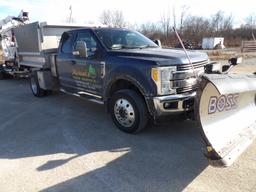 2017 FORD F450 LARIAT EXT. CAB SINGLE AXLE LOW PROFILE DUMP TRUCK