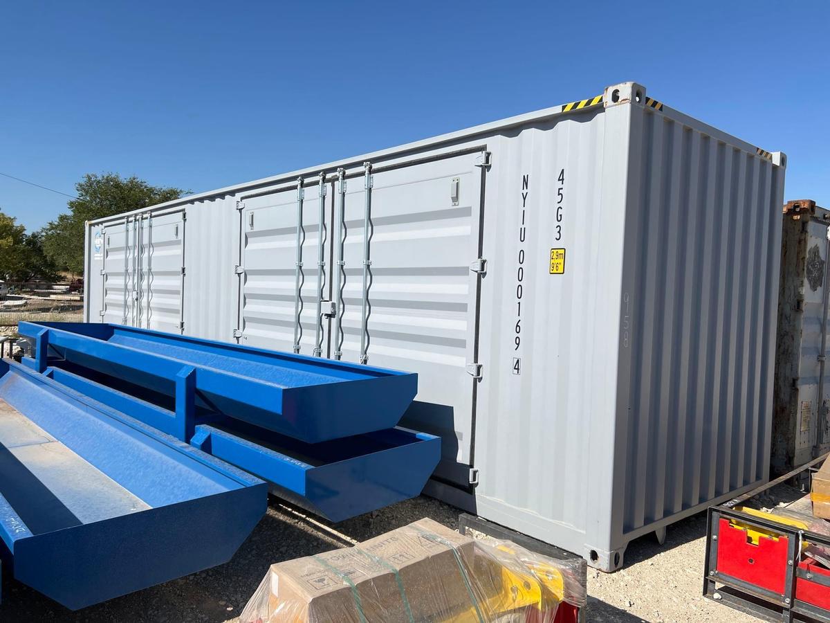 One Trip 40' High Cube Shipping Container with 2 Large Side Doors and 1 Set of End Doors PLEASE NOTE