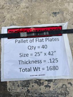 Pallet of 40 Flat Plates of Steel - ONE MONEY 28"X42"