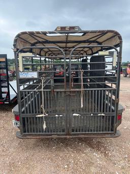 1995 6'X24' Gooseneck Cattle Trailer with Tarp Top with 3 - 8' Cuts and Butterfly Back Gates Grated