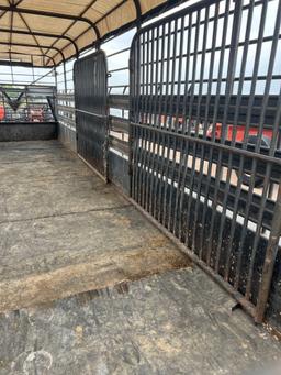 1995 6'X24' Gooseneck Cattle Trailer with Tarp Top with 3 - 8' Cuts and Butterfly Back Gates Grated