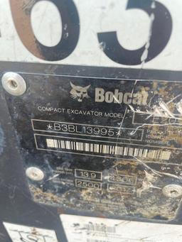 2017 Bobcat E20 Mini Excavator 18'' Tooth Bucket 1373 Hours SN B3BL 13995