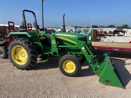 John Deere 5045D 2WD Tractor JD 512 Loader 73'' Bucket 1 Set of Remotes 517 Hours S/N 1G109566