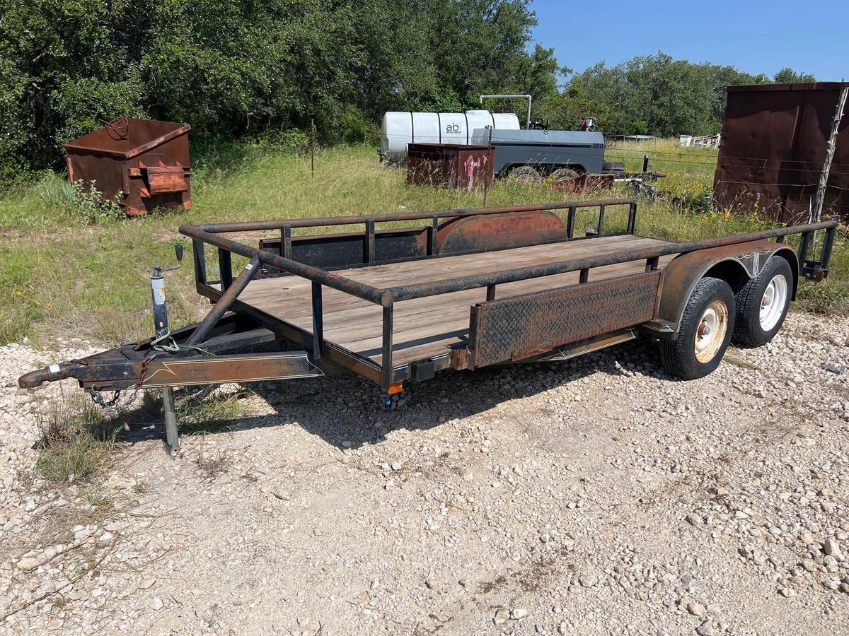 2003 Tex Mex 77'' x 16' Bumper Pull Pip Top Utility Trailer Tandem Axle 2 - Ramps VIN 19878 Lic.