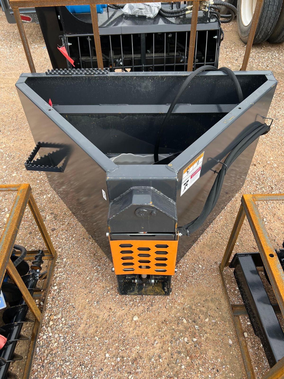 Unused Wolverine Concrete Hopper for Skid Steer w/ Hydraulic Chute