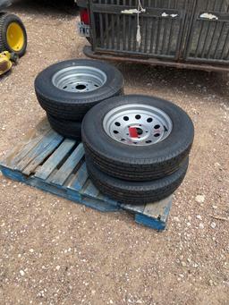 4 - Trail Quest 205/75/15 6 Ply Tires on 5 Hole Wheels FOUR TIMES THE MONEY MUST TAKE ALL