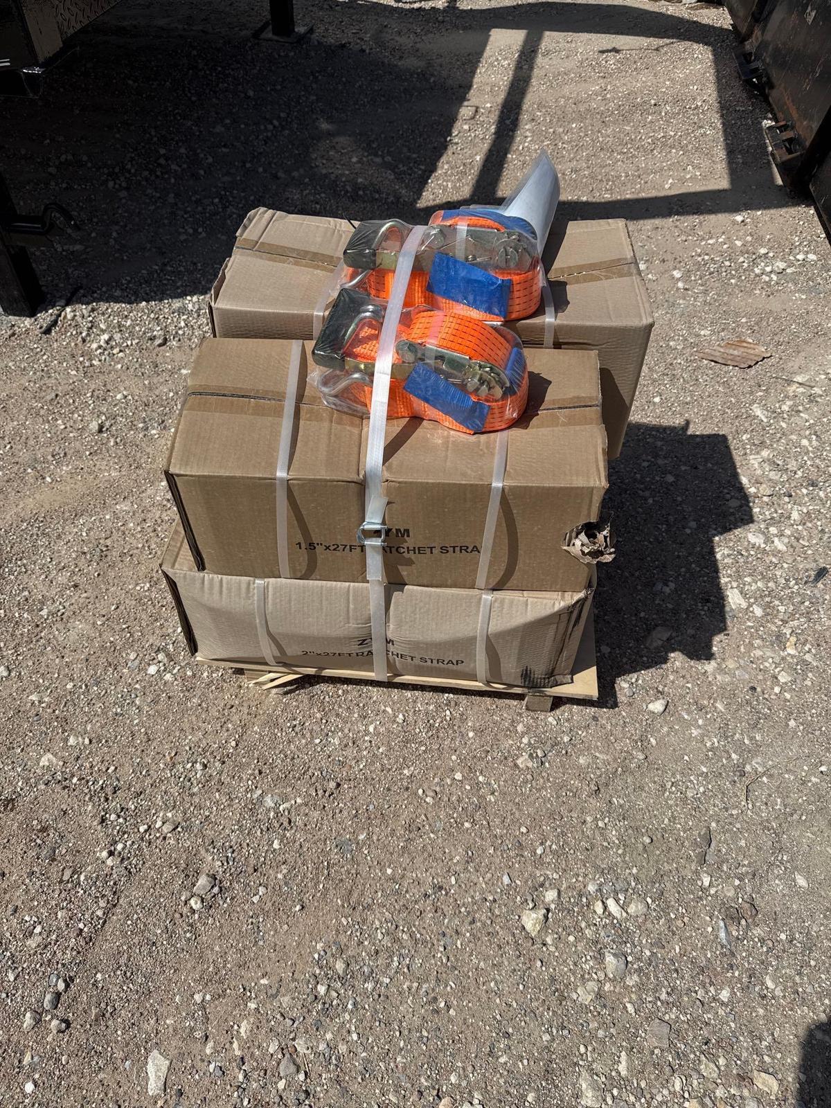 42 Ratchet Straps - 32- 2" x 27' - 10 1.5" x 27' SOLD AS ONE LOT