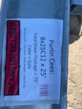 8'' x 25' Galvanized C Purlin 3 Pieces - 75' Total SOLD BY THE BUNDLE