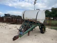 1000 Gallon Boom Sprayer with PTO Pump Hydraulic Boom Fold Gas Water Pump on Rear Needs New Tires