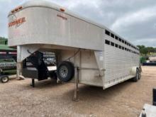 1998 Sooner 82'' x 24' Stock Trailer 2 x 7,000lb Axles One Fender Has Damage VIN 80961 Title, $25