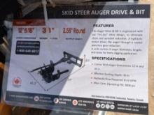 New Skid Steer Post Hole Digger with 12'' and 18'' Bits 2.56 Round Shaft SOLD ONE PER LOT