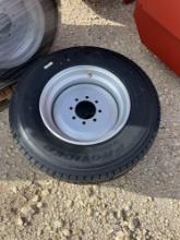 2 - New Provider 235/75R/17.5 18 Ply Trailer Tires On 8 Lug Solid Steel Wheels SOLD TWO PER LOT TWO