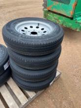 4 new Rambler ST 205/75R15 trailer tires on 5 on 5 silver wheels. Sold by each 4 x $ must take 4