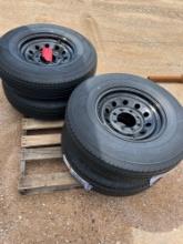 4 new Rambler 235 80R 16 - LRE trailer tires on 8 lug wheels 4 x $ must take 4